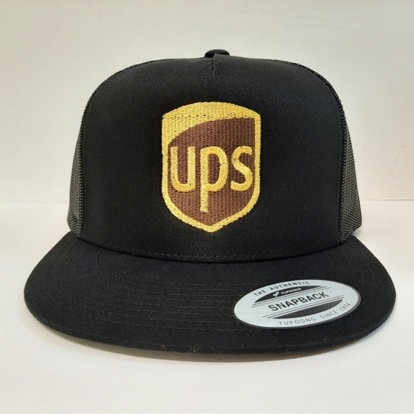 UPS Flat Bill Trucker Mesh Snapback Cap Hat - Picture 3 of 4